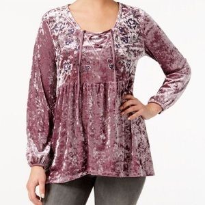 New Style & Co Velvet Peasant Top